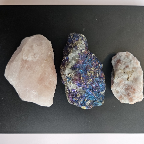 Raw Crystals Bundle peacock ore rose quartz - Picture 1 of 11
